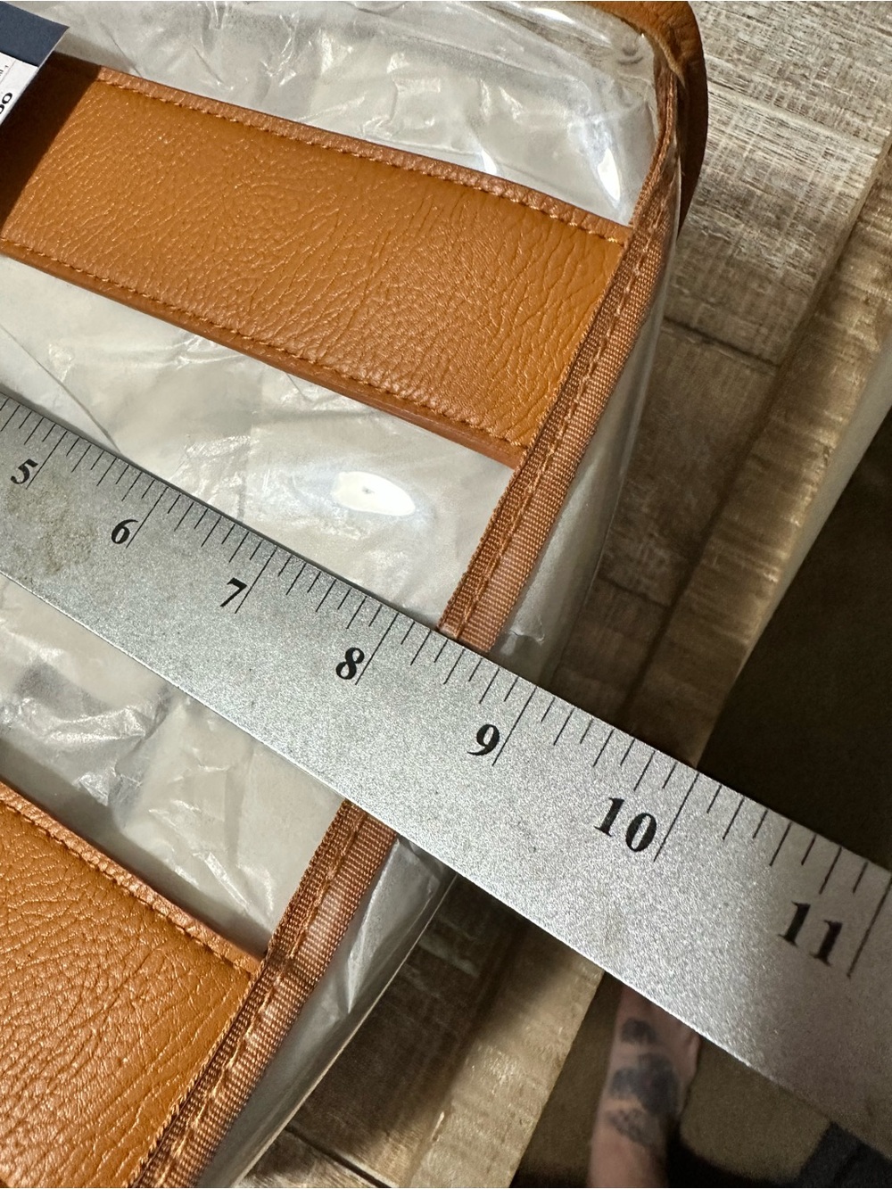 Universal Thread Clear Stadium Purse- Faux Brown Leather with long strap - Picture 2 of 3